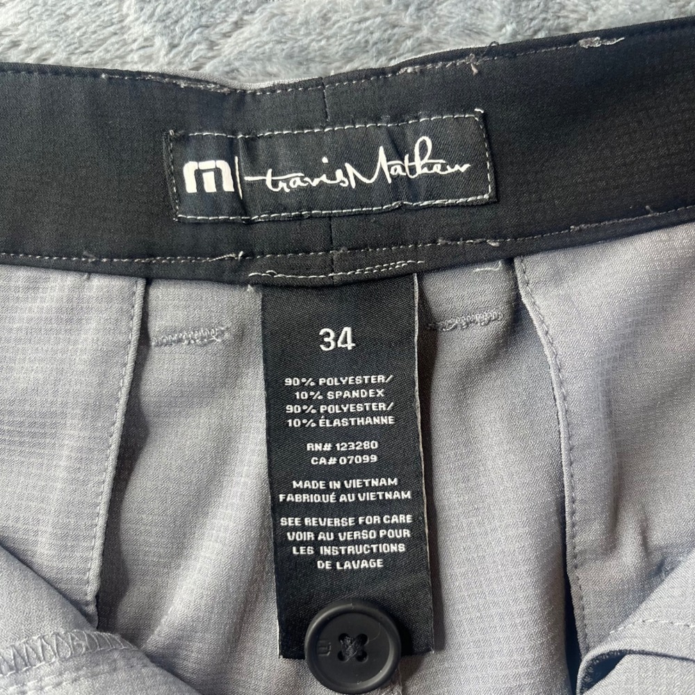 TravisMathew Golf Pants Mens 34 Grey Good Stretch Performance Micro-grid 34x31.5 - Picture 3 of 9